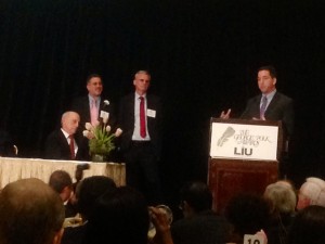 Glenn Greenwald accepting the 2014 Polk Award. Credit Anicee Gohar/ IPS